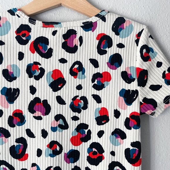 Hanna Andersson Drop Needle Rib Dress Colorful Leopard 8 (130) - Picture 6 of 9